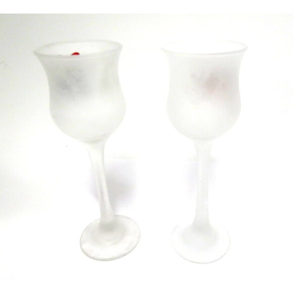 Ubranded Footed Christmas Votive Holders Frosted w/ Tree & Stocking - Picture 4 of 6